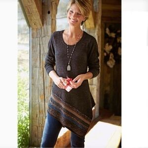 Soft Surroundings Pullover Tunic Sweater‎ Wool Blend Sz M Chestnut EUC